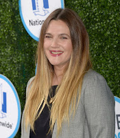 Drew Barrymore in Blue Jeans and a Boxy Grey Blazer at Safe Kids Day in Los Angeles