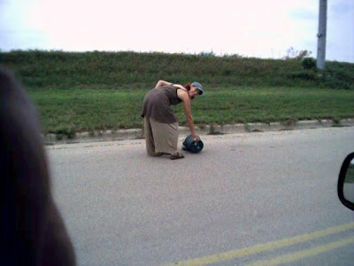 Blue rescuing a turtle