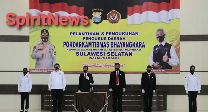 Wakapolda Sulsel, Melantik dan Mengukuhkan Pengurus Pokdarkamtibmas Bhayangkara Daerah Sulsel Periode Tahun 2020-2024