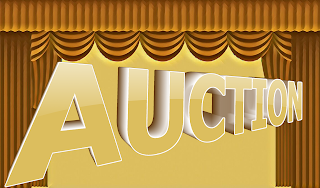 Auction 3d text Curtain Background Gold