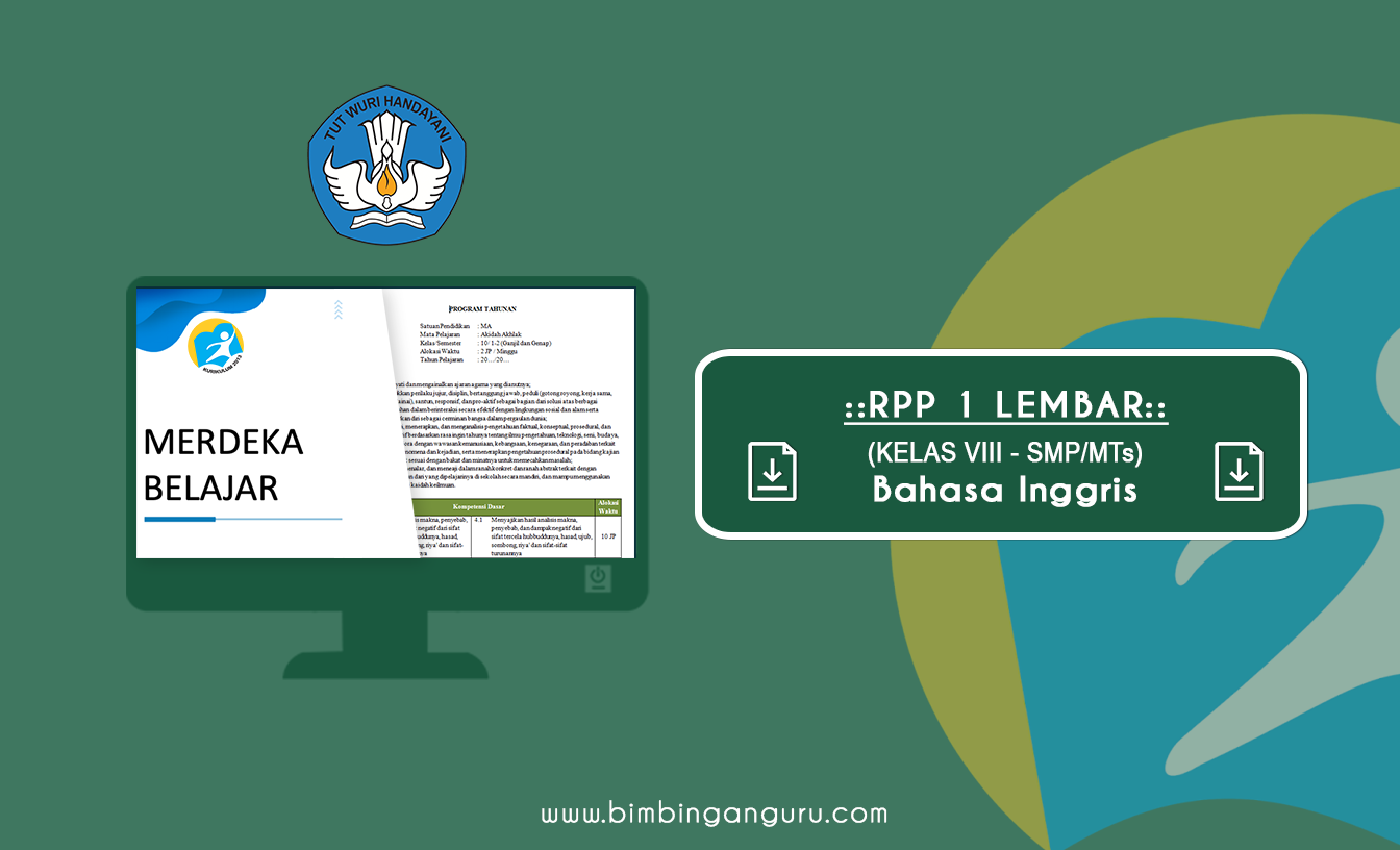 RPP 1 Lembar Bahasa Inggris SMP Kelas VIII K13 Revisi 2022/2023 (Lengkap)