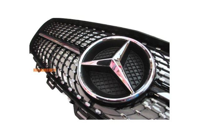 Grill Depan Mercedez Benz E Class W213 2016-2017 Sport Version E200 E300 E350 Diamond Black Chrome (Tanpa Lubang Kamera)