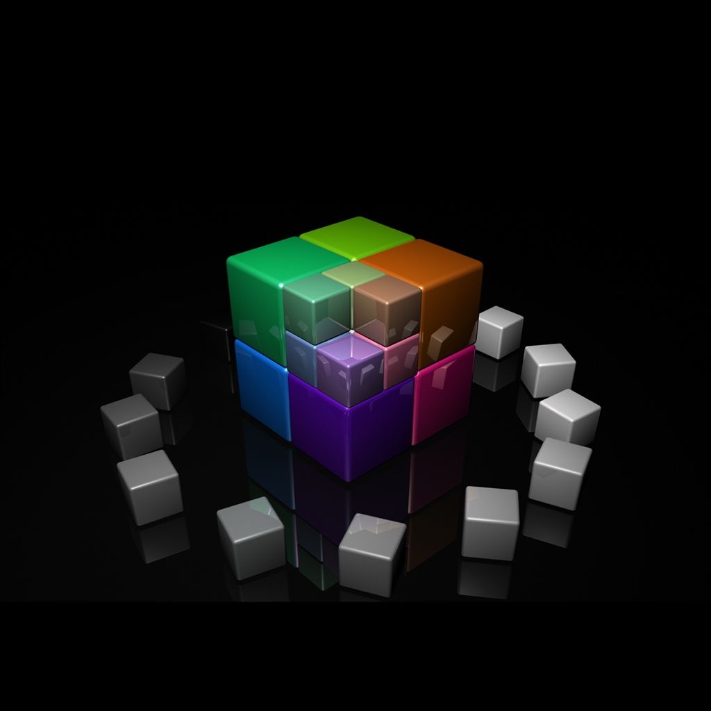 Download iPad Colored Cubes 3D Wallpaper For iPad 4 Free
