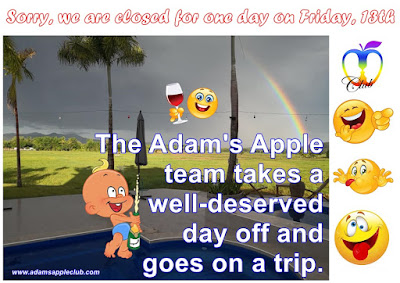 The Adam's Apple team takes a well-deserved day off and goes on a trip.