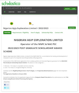 NAE invites applications from suitably qualified and interested Nigerian graduates for the 2022/2023 Post Graduate Scholarship Award Scheme