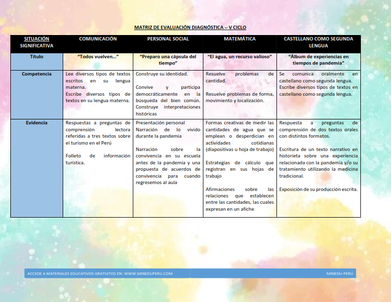 matriz de actividades de evaluacion