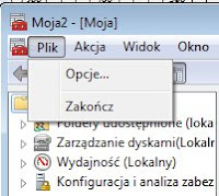 Menu konsoli zapisanej w trybie użytkownika z ograniczeniami - zrzut ekranu