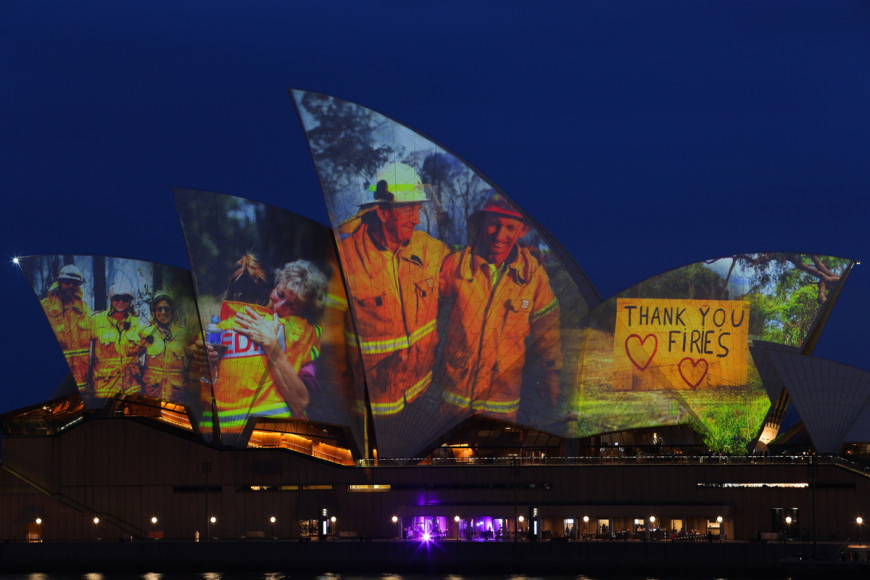 Sydney Opera House Lit Up With A Special Thank You To Australia's Firefighters