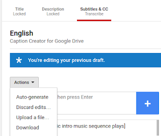 Action Menu with Dropdown menu with Auto-generate, discard edits, upload a file and download options