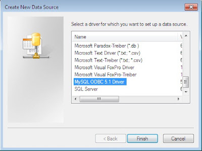 Memasukan mysql odbc 5.1