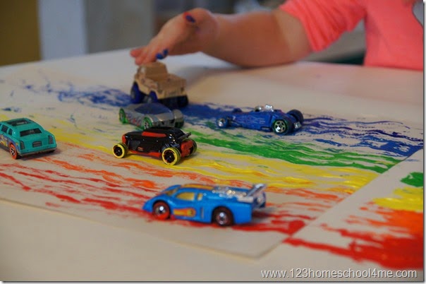 Racing cars in paint