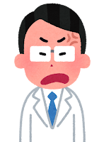 白衣を着た人のイラスト（男性・怒る）