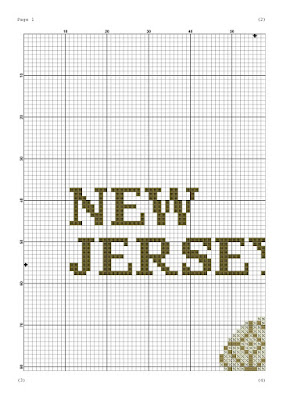 New Jersey map silhouette cross stitch pattern - Tango Stitch