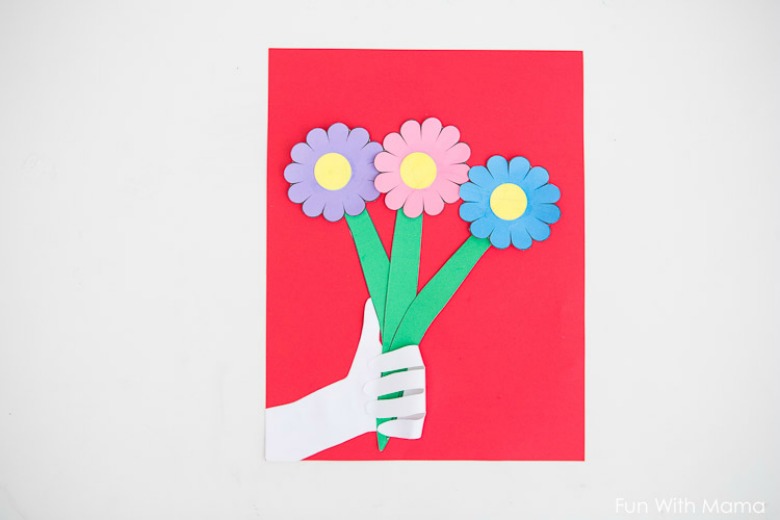 handprint flower paper craft for kids
