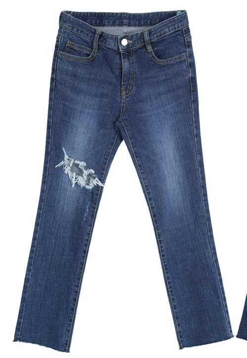  Rip Accent Cropped Jeans