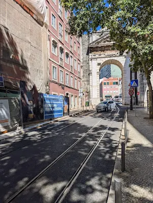 Arch over the street near Amoreiras Garden in Lisbon