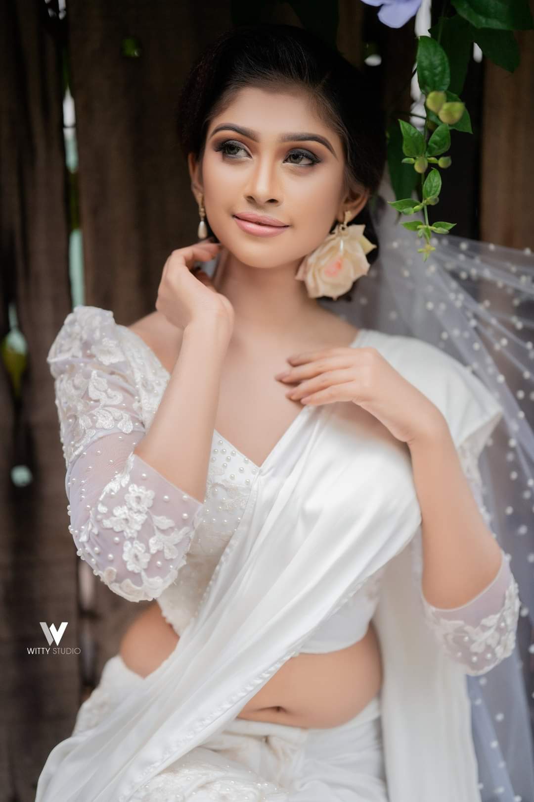 Pooja Vindy Indian Bridal white saree