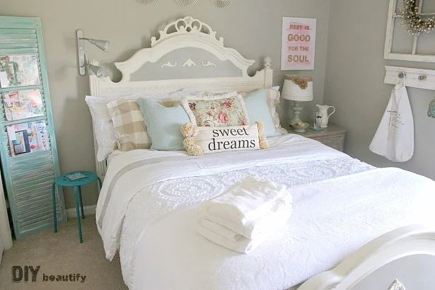 I completely transformed an empty room into a charming Guest Retreat. You've got to see this space now, all the details are at DIY beautify!