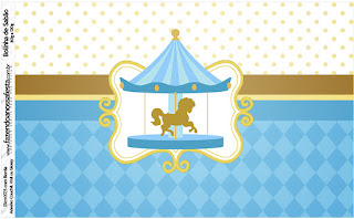 Carousel in Light Blue: Free Printable Candy Bar Labels.