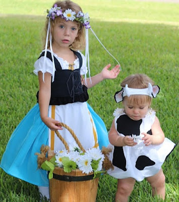 Milkmaid and daisy cow costume 2