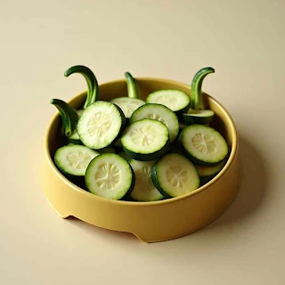 Cooked zucchini pieces in a dog bowl, ready to be served