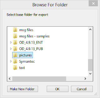 Select the base folder for MessageExport to save email attachments to.
