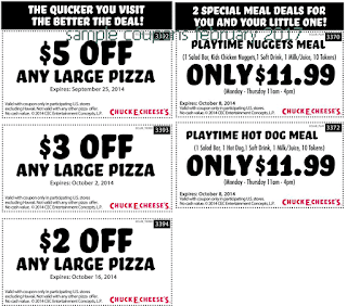 Chuck E Cheese coupons february 2017