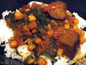 Baked Gingered Chickpea Stew with Eggplant and Spinach