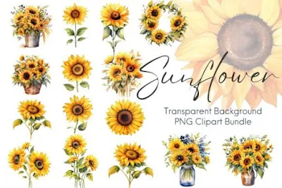 Watercolor Sunflower PNG Clipart