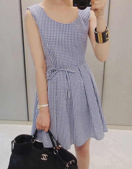 Belted Gingham Dress