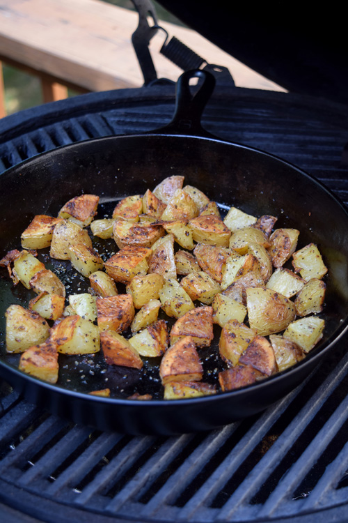 Big Green Egg skillet potatoes