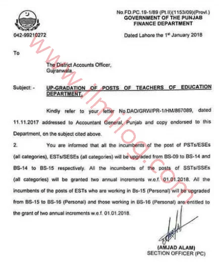 Punjab Teachers Scale Upgradation