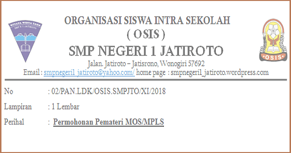 Contoh Surat Undangan/ Permohonan Pemateri MOS/ PLS 2018 