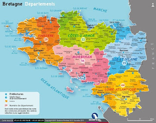 Carte de Bretagne Département Région