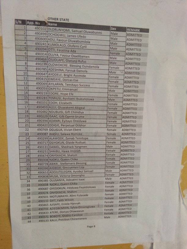 KGSCNM Obangede Admission List 2022/2023 |  Batch A