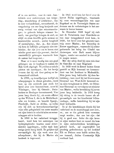 Artikel 'Het Gedenkteeken op het Graf van den Vice-Admiraal J.C. Rijk (Met eene plaat)', De Tijdspiegel, 1856. Arnhem, D.A. Thieme