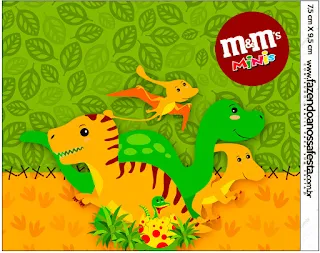 Dinosaurs Party Free Printable M&M Candy Bar Labels.