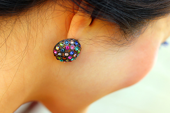 Mouche Colored Gem Studded Earrings