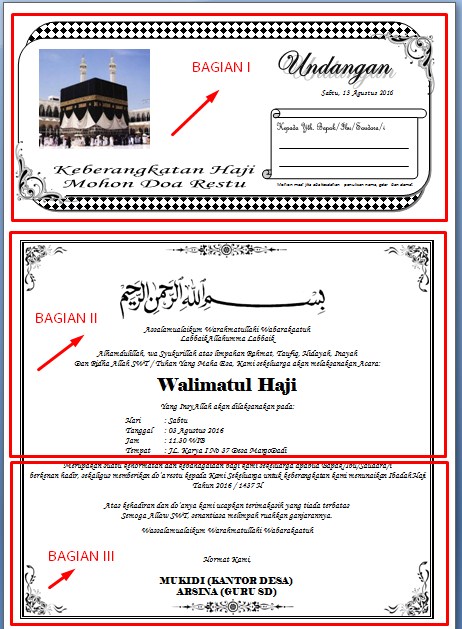 Download Contoh Undangan Berangkat Naik Haji Dengan 
