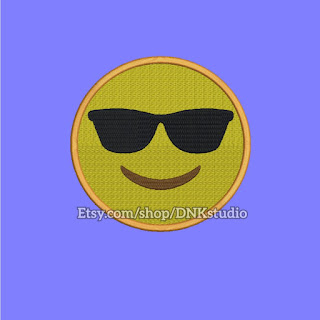 Smiling Face With Sunglasses Emoji Emoticon Embroidery Design
