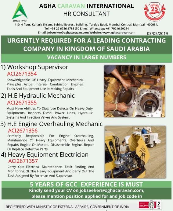 Urgently required for a leading contracting co in