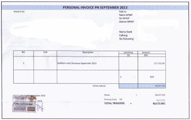 Contoh Surat Tagihan Invoice Yang Baik Dan Benar - Contoh 