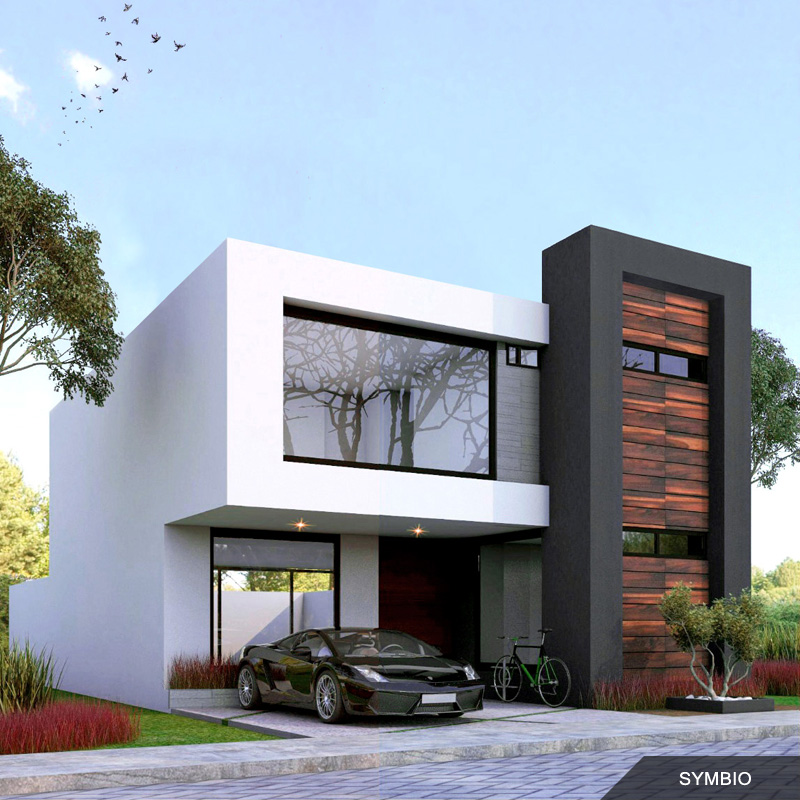 fachadas de casas modernas minimalistas de dos pisos SYMBIO by zen ambient