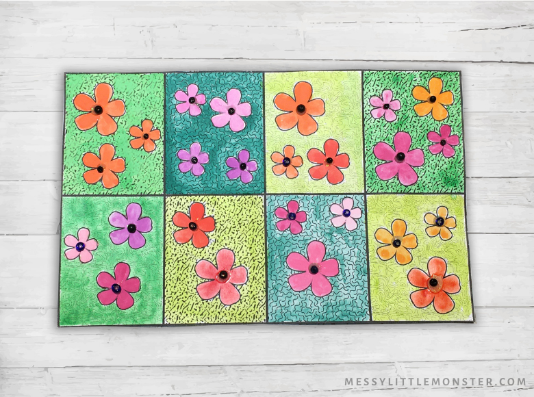 pop art flower painting for kids