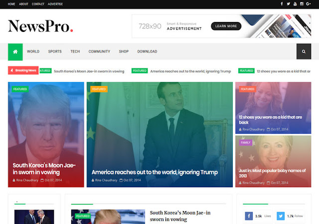 Free download  NewsPro Blogger Template
