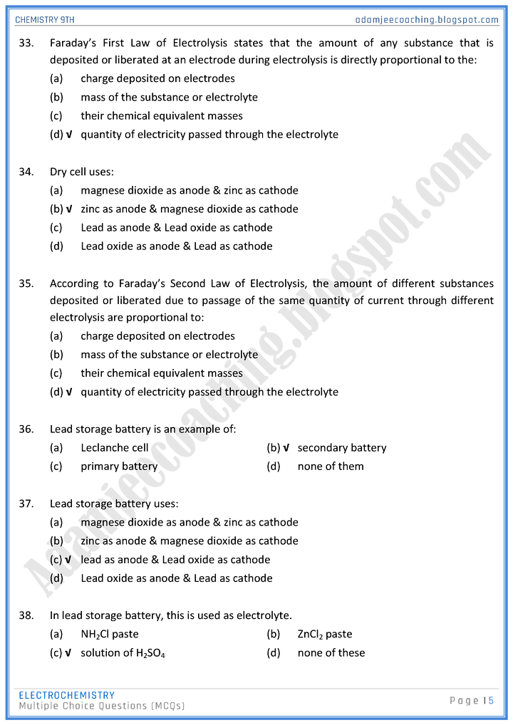 electrochemistry-mcqs-chemistry-9th