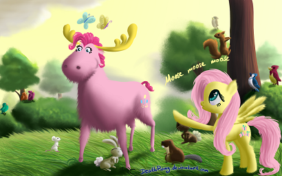 Fluttershy sees Pinkie Pie as a Moosey Moose Moose Moose