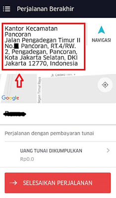 ubah destinasi perjalanan uber