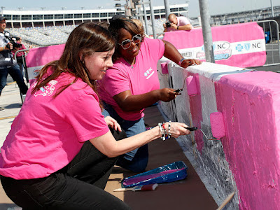 Daniel Hemric, Kurt Busch Team with Breast Cancer Survivors to Paint Pit Wall Pink