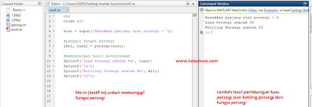 Cara Menggunakan Function Pada MATLAB dan Contoh Program